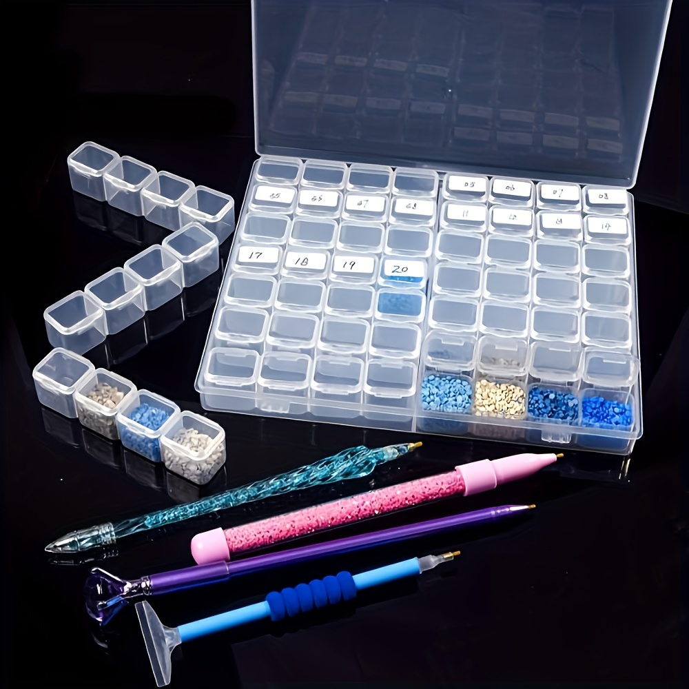 1pc 28/56 Grid Diamond Painting Accessory Nail enhancement Parts Jewelry Box Case Plastic Storage Box  Embroidery Boxes Tools