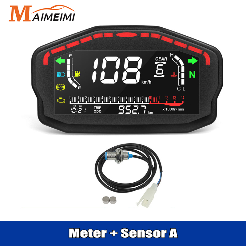2,4 zylinder Universal Tacho Motorrad Digital Kilometerzähler Wasser Temp Kraftstoff Tachometer RPM Display Für Kawasaki Für Suzuki