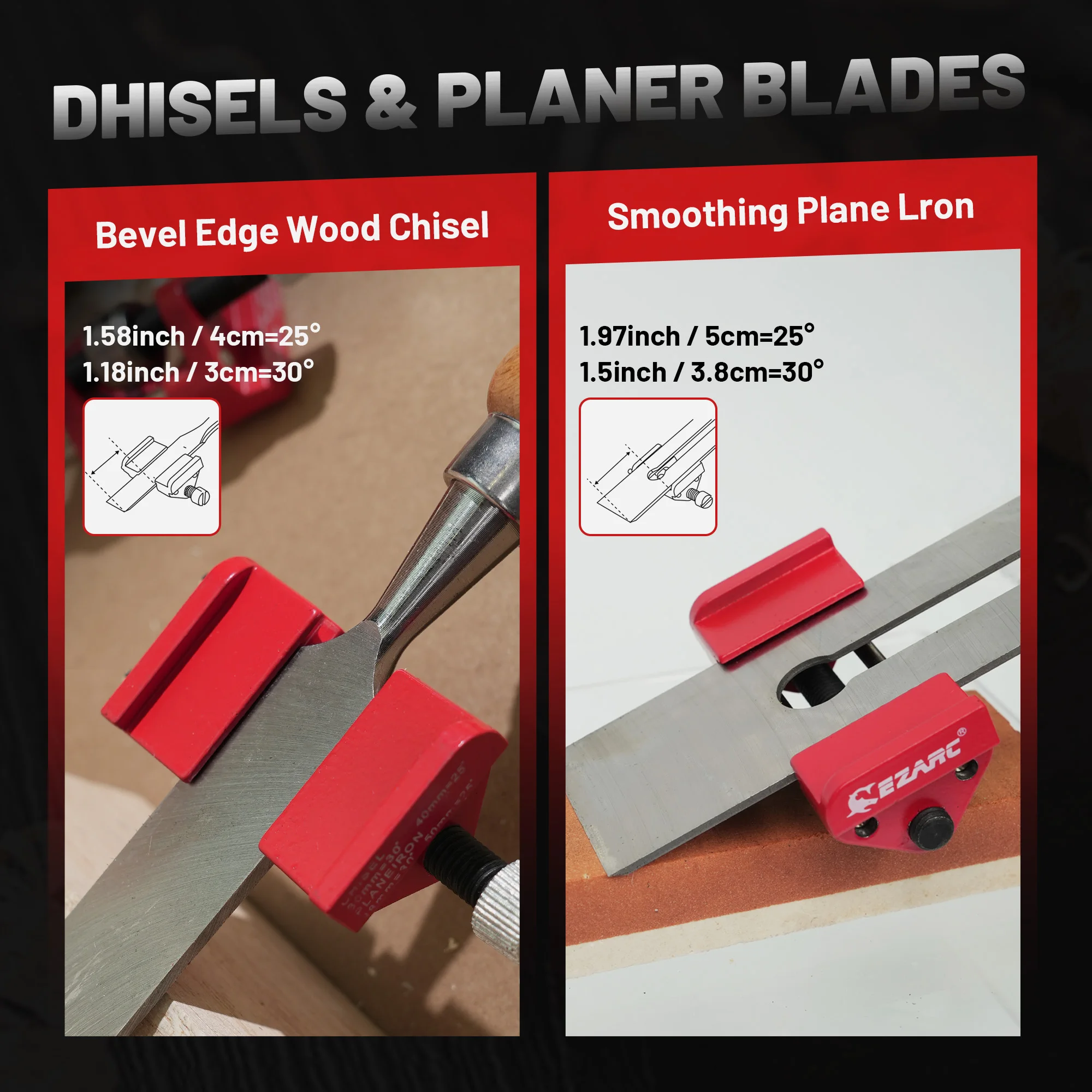 Honing Guide Tool, Sharpening Holder for Woodworking Fits Chisels 1/8” to 1-7/8”, Fits Planer Blades 1-3/8” to 3-1/8”