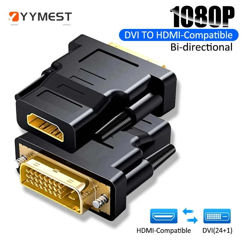 Adaptador de Cable Compatible con DVI a HDMI, 1080P, convertidor de conector bidireccional DVI macho a hembra para PS3, proyector, portátil, TV Box