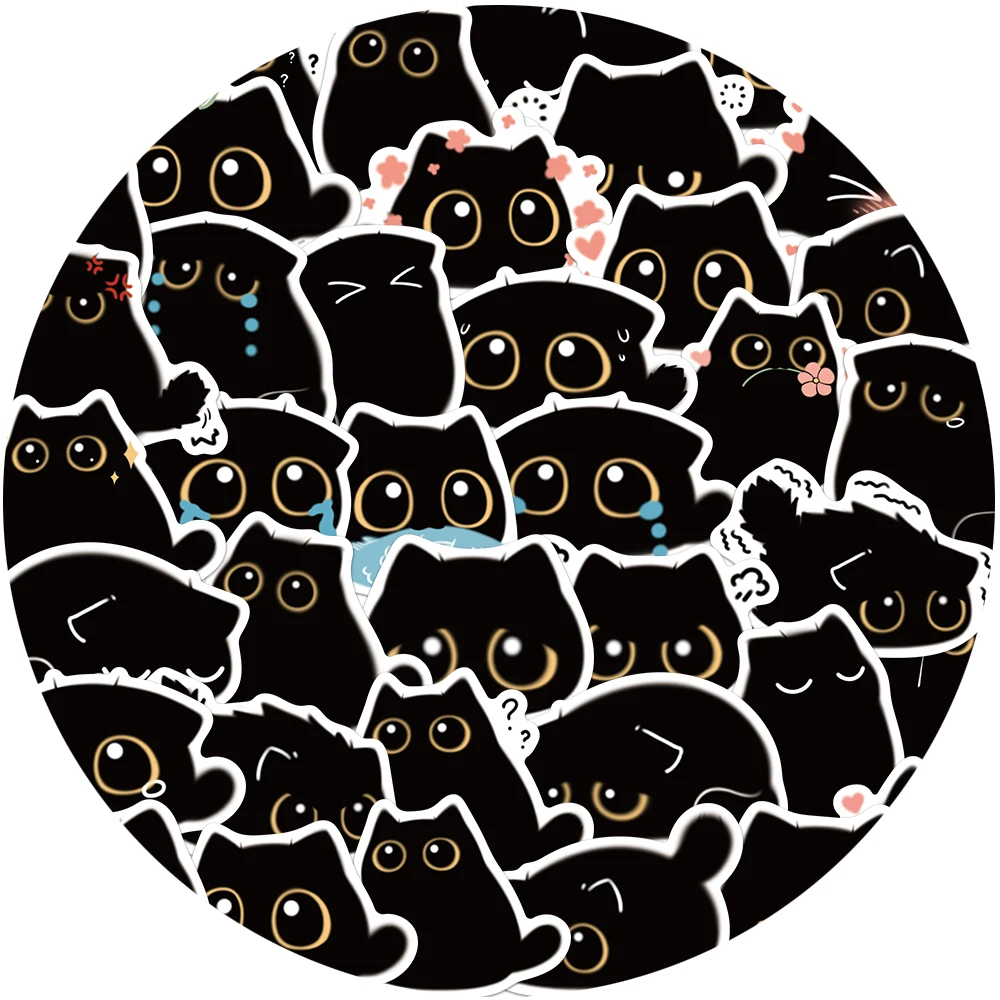 40PCS น่ารักสีดํา Briquette Cat สติกเกอร์กันน้ําการ์ตูนตกแต่งแล็ปท็อปถ้วยโทรศัพท์กระเป๋าเดินทางเด็กของขวัญของเล่นรูปลอก
