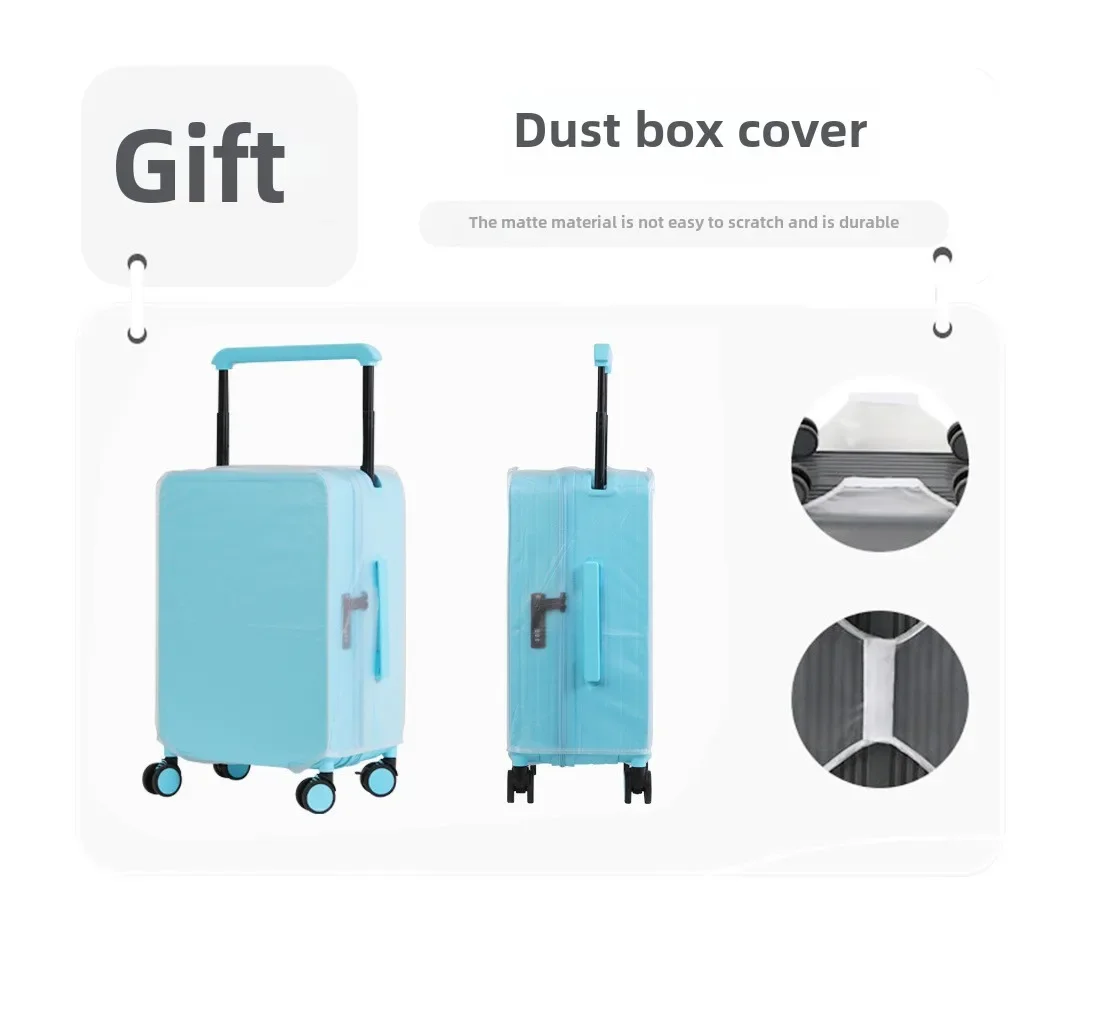 Nova bagagem com haste de tração larga, estojo de viagem com roda absorvente de choque de nível off-road, zíper YKK, material PC alemão Bayer, grande capacidade