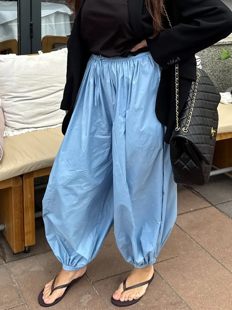 Trendix Casual Loose Lantern Pant Women Summer Fashion Solid High Waist Drawsting Ankle Trouster Street Party Bloomers Pants
