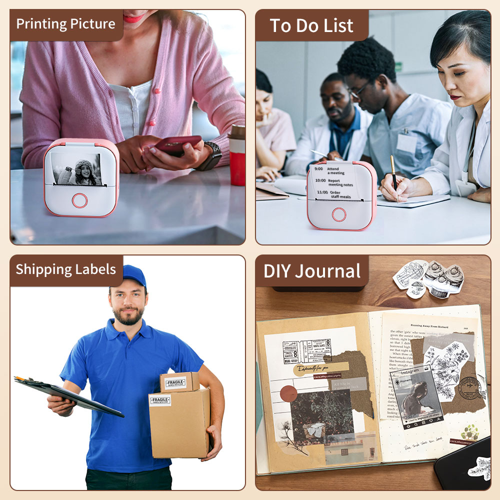 Phomemo T02 Mini impresora portátil, impresora térmica de pegatinas, inalámbrica, sin tinta, de bolsillo, impresora de etiquetas autoadhesiva