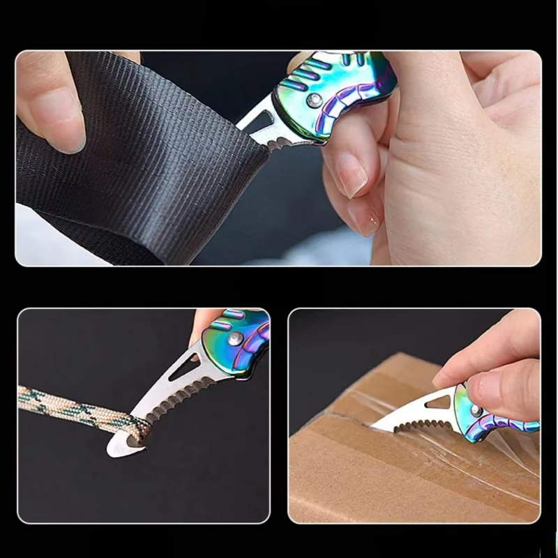 G18 High Hardness Multifunctional Tool Knife Foldable Sawtooth Sharp Express Package Knife Keychain Hook Cutting Survival Tool