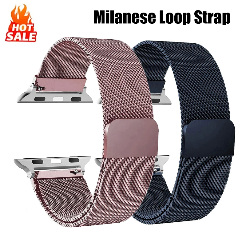 Milanese Loop Band voor Apple Watch Band Ultra 49mm 45mm 44mm 41mm 40mm Metalen Polsband armband iwatch serie 9 8 7 6 5 4 3 SE