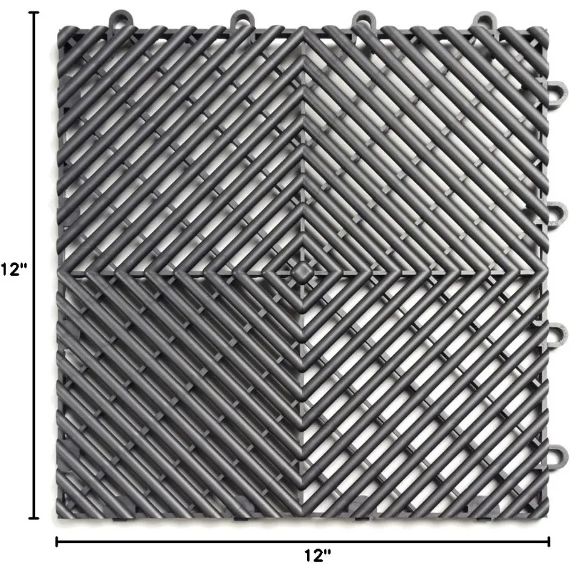 RaceDeck Free-Flow Open Rib Self-Draining Design, Durable Copolymer Plastic Interlocking Modular Garage Flooring Tile (48 Pack)