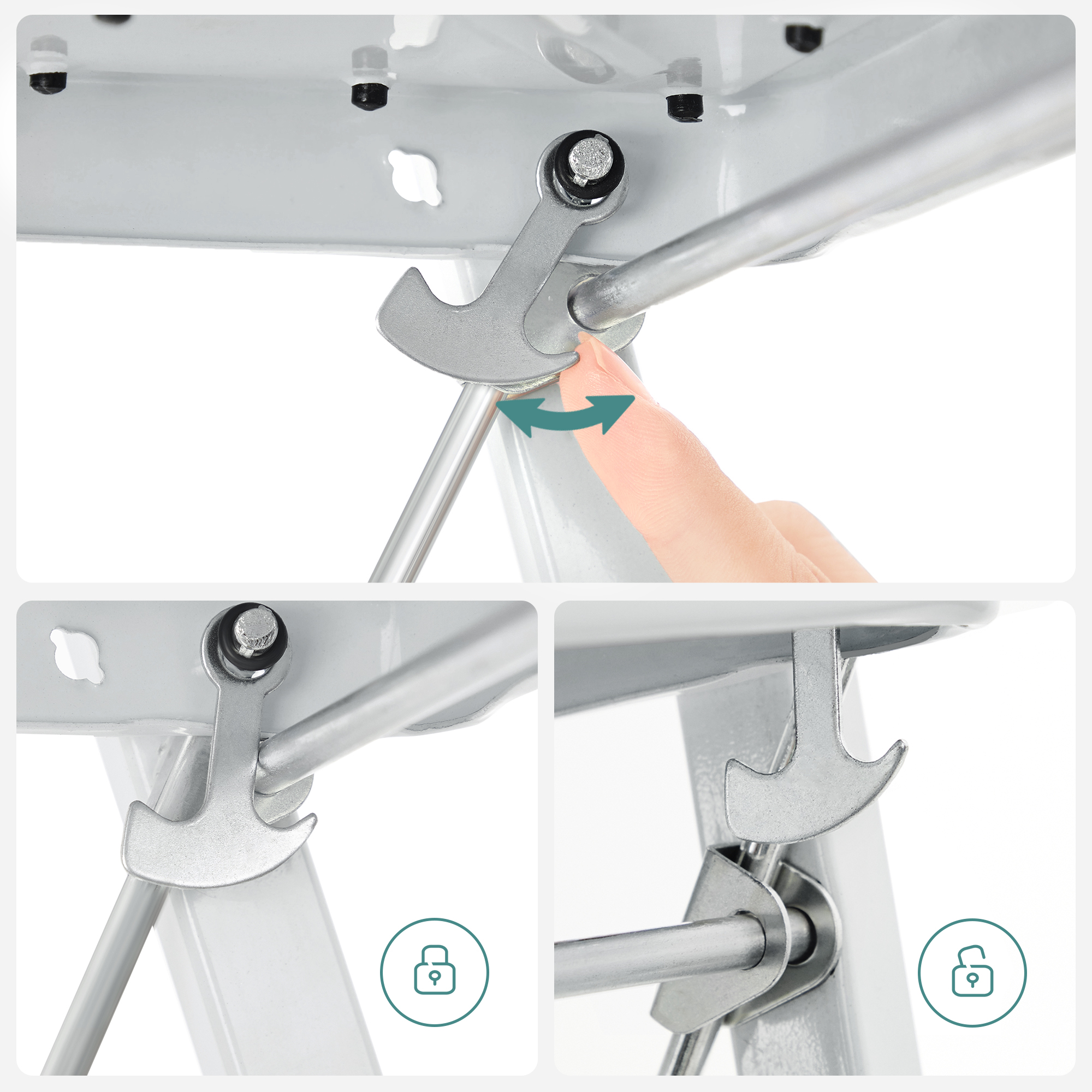 SONGMICS Échelle Marchepied Pliable, 2 Marches, Antidérapant, en Acier, Charge 150 kg, Blanc