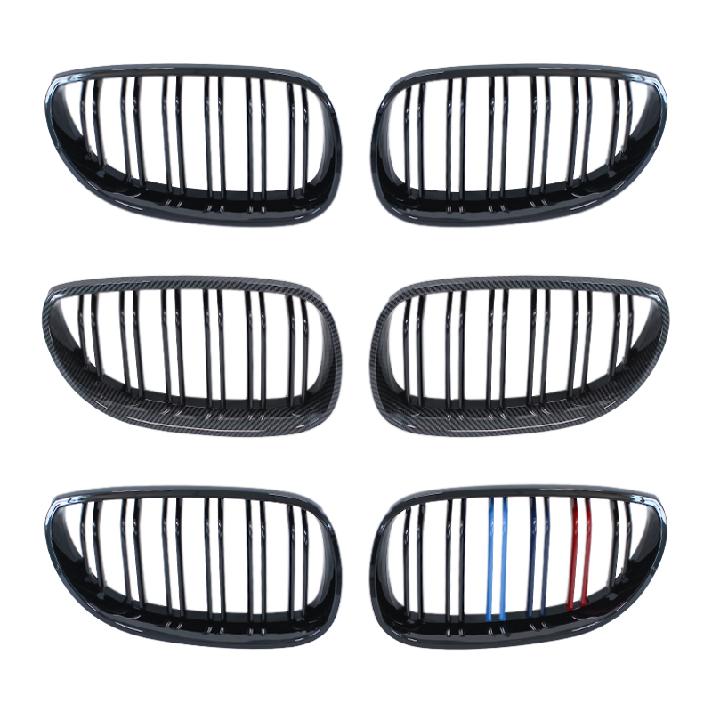 Car Front Bumper Grille Kidney Racing Grill Grilles For BMW E60 E61 5 Series 2003-2009 Gloss Black Auto New Double Slat