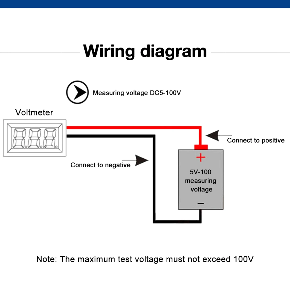 New DC 4-100V LED Digital Display Circular Two-wire Voltmeter DC Digital Voltmeter Head Display Reverse Connection Protection