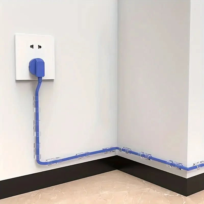 Clips de plástico transparente para cables: organizadores de cables transparentes para gestión de cables de pared y escritorio, soportes adhesivos para cables