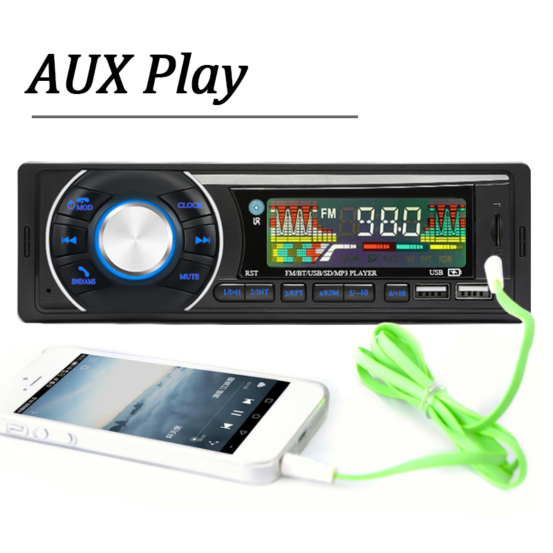 Auto Audio Radio 1din Bluetooth Stereo MP3 Player FM Empfänger 12V Unterstützung Telefon Lade AUX/USB/TF Karte in Dash Kit