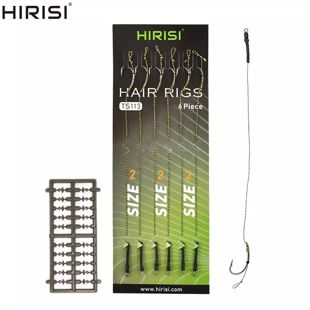 Hirisi 6 pz Accessori Per la Pesca Alla Carpa Hair Rig Set di Ami Da Pesca Pronto Fatto Legato Rigging Con Lenza Boilie Gancio TS113