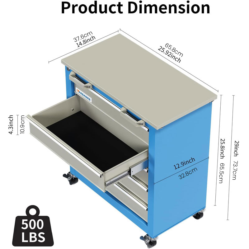 AIRAJ 도구 캐비닛 도구 카트 세트 후크 및 서랍 및 바퀴가있는 차고 주최자 트롤리 녹 방지 내구성 부품 상자 보관 도구