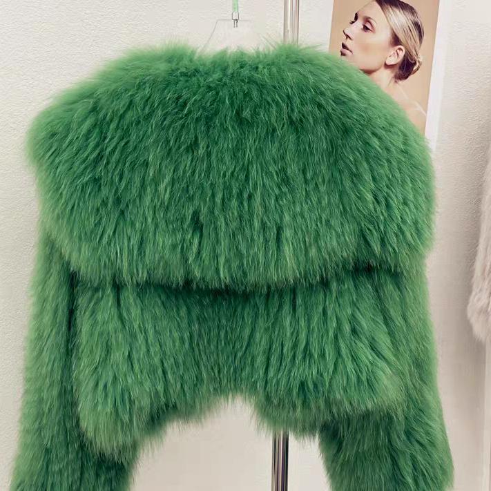 Fall Winter Short Sle Women's Jacket Fake Fur Navy Collar Eco-friendly Korean Version Fox Fur Coat Commute Sle Premium Qu...