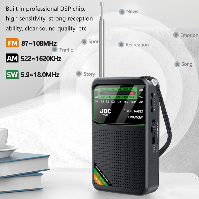 Xiaomi Radio de banda completa Radio portátil Am Fm Sw Radio multifunción excelente Radio Transistor de recepción con altavoz