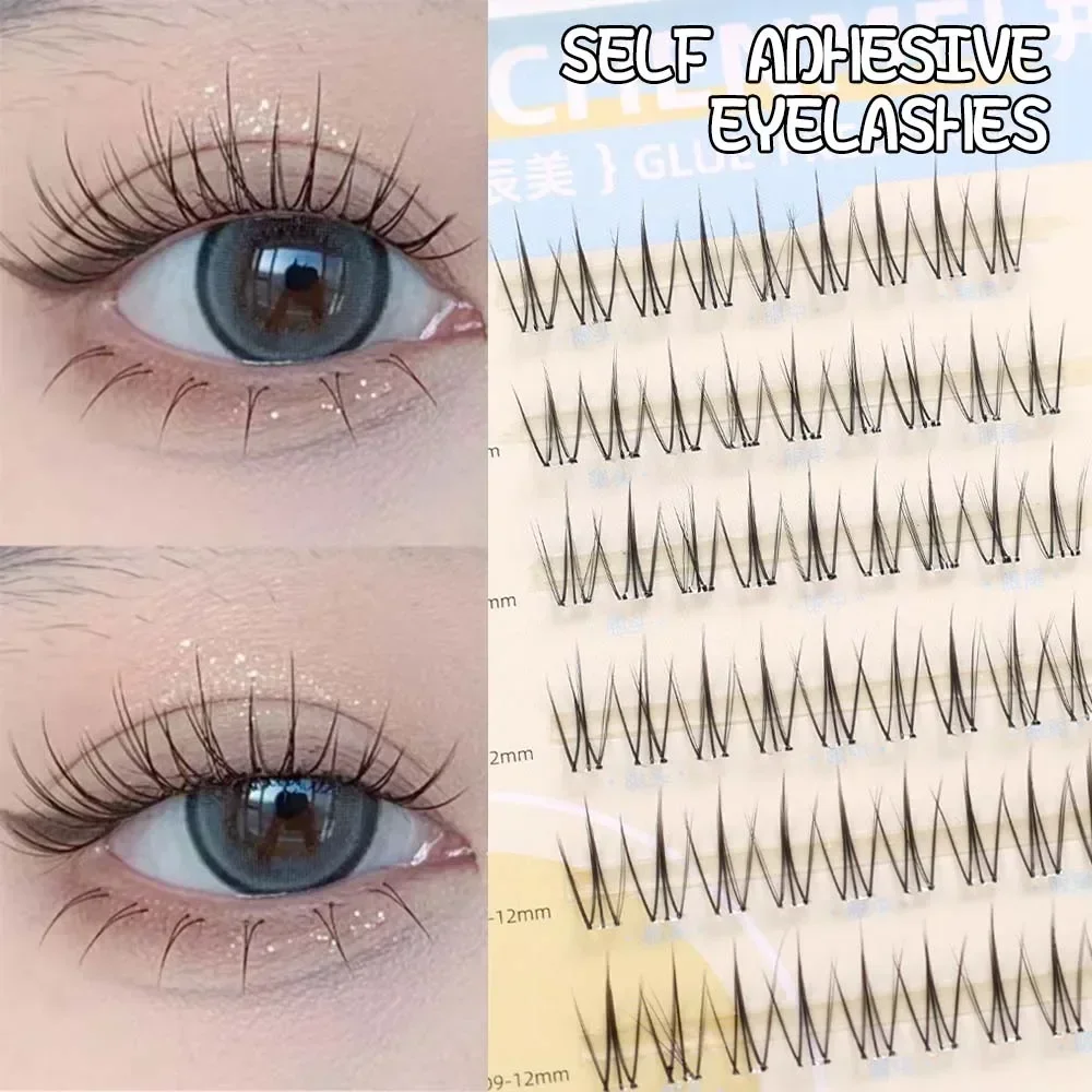 No necesita pegamento, pestañas postizas esponjosas, autoadhesivas, reutilizables, banda transparente, grupo segmentado, extensión de pestañas Manga DIY, maquillaje coreano