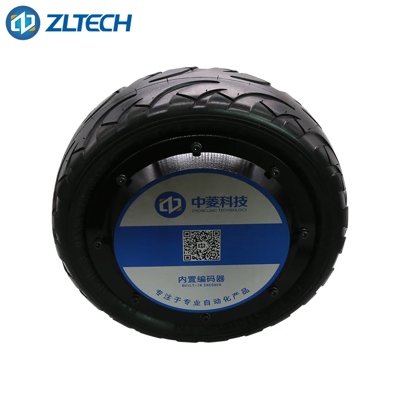 High Power 10 Inch 48V 500W 40N.m 1024 Wire Encoder Brushless DC Servo Wheel Hub Motor With Rubber Tire For Electric Car