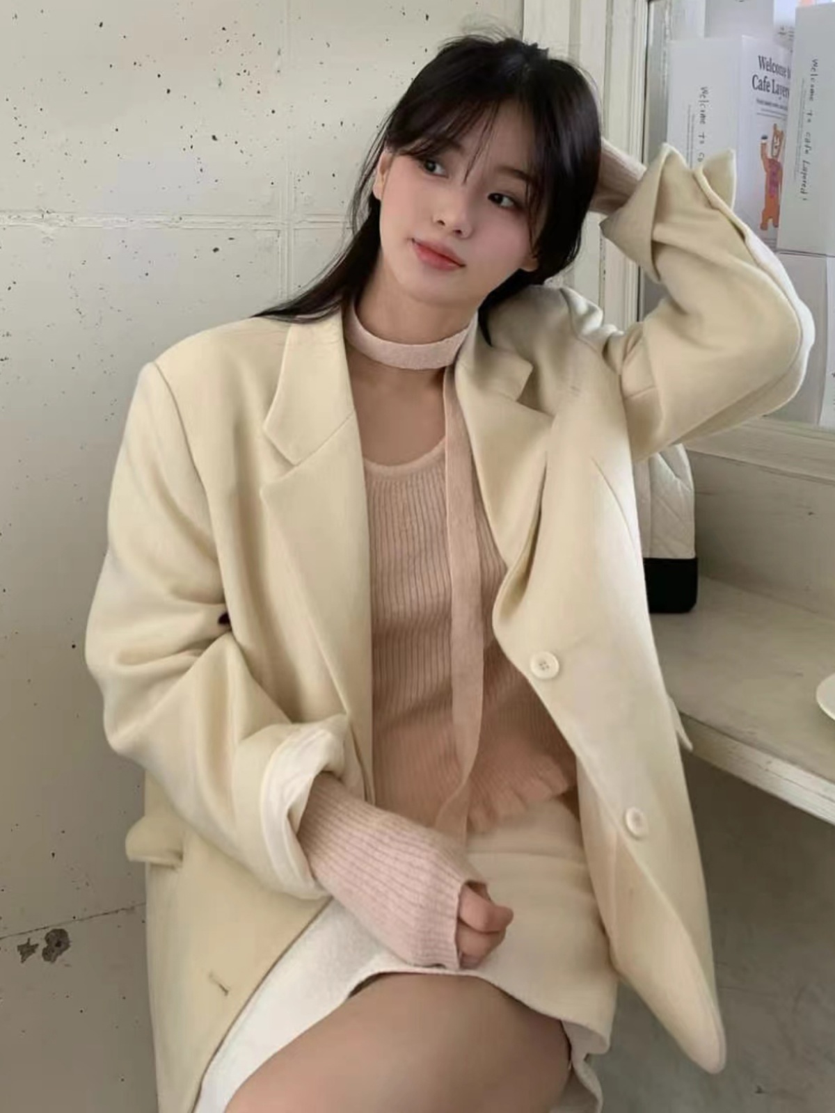 Korean Sle Woolen Suit Coat Women's Winter New Gentle Elegant High-End Small Size Suit Jacket Straight Cut Commute Fashion