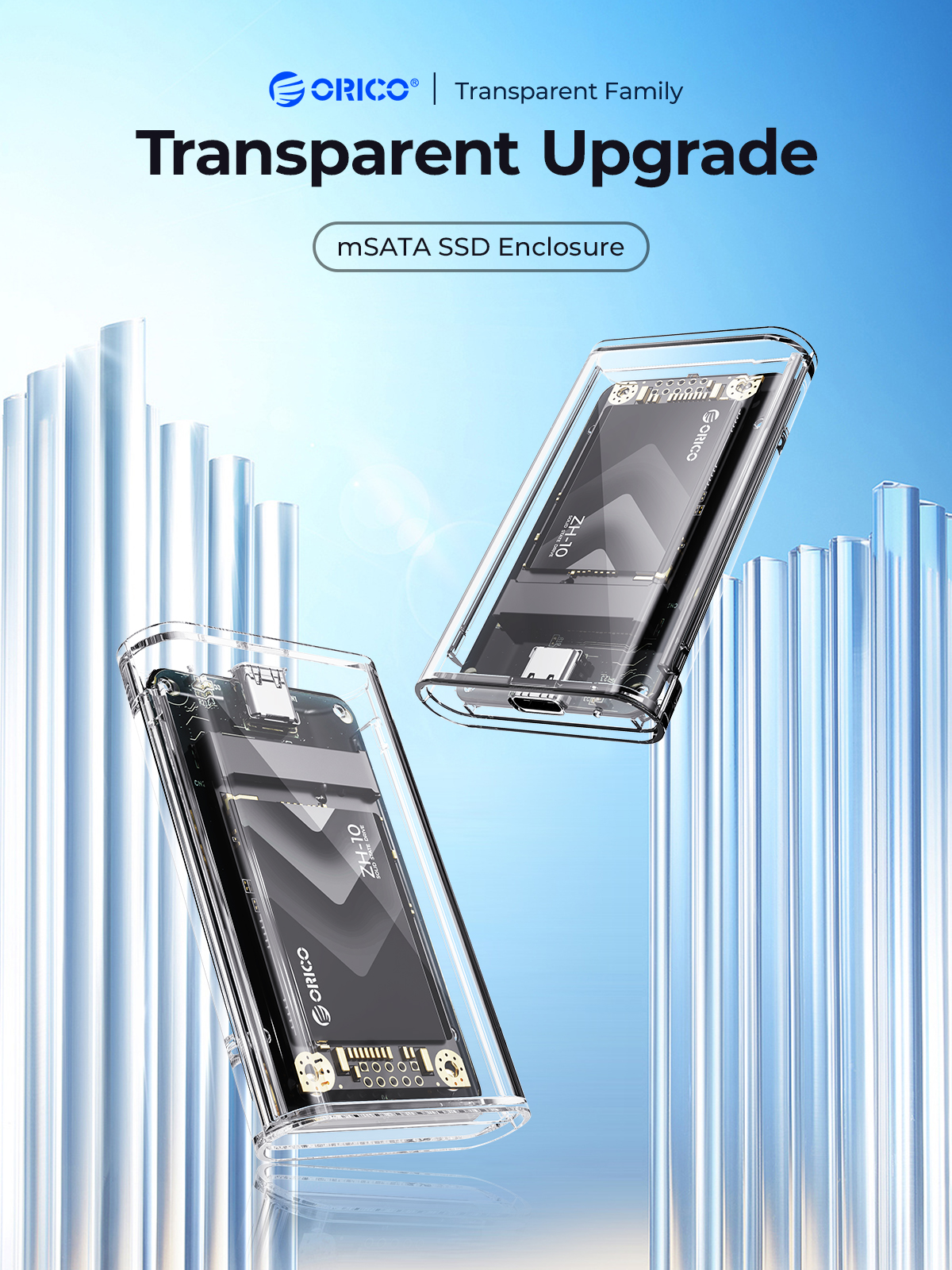 Orico-transparenter externer adapter mini msata ssd gehäuse für usb 3. 0 gen1 5gbps für samsung ngff ssd samsung