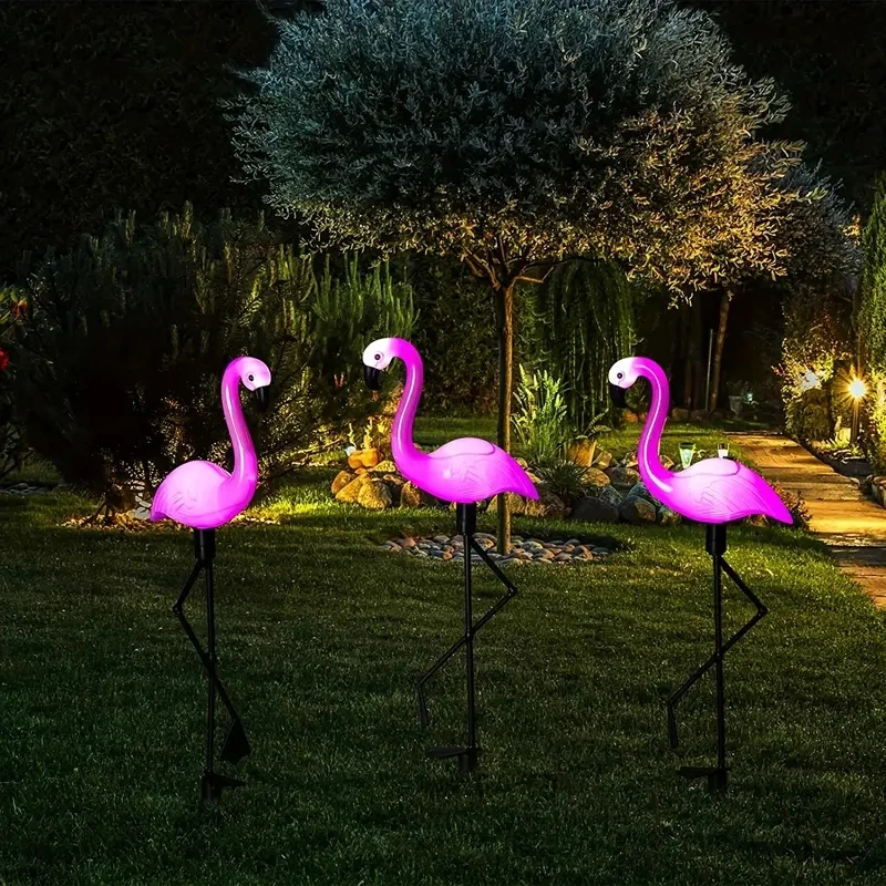 Luces solares para exteriores, flamenco, jardín, luz Led de estaca, camino, césped, patio, paisaje, Halloween, luces decorativas de Navidad, 1 ud.