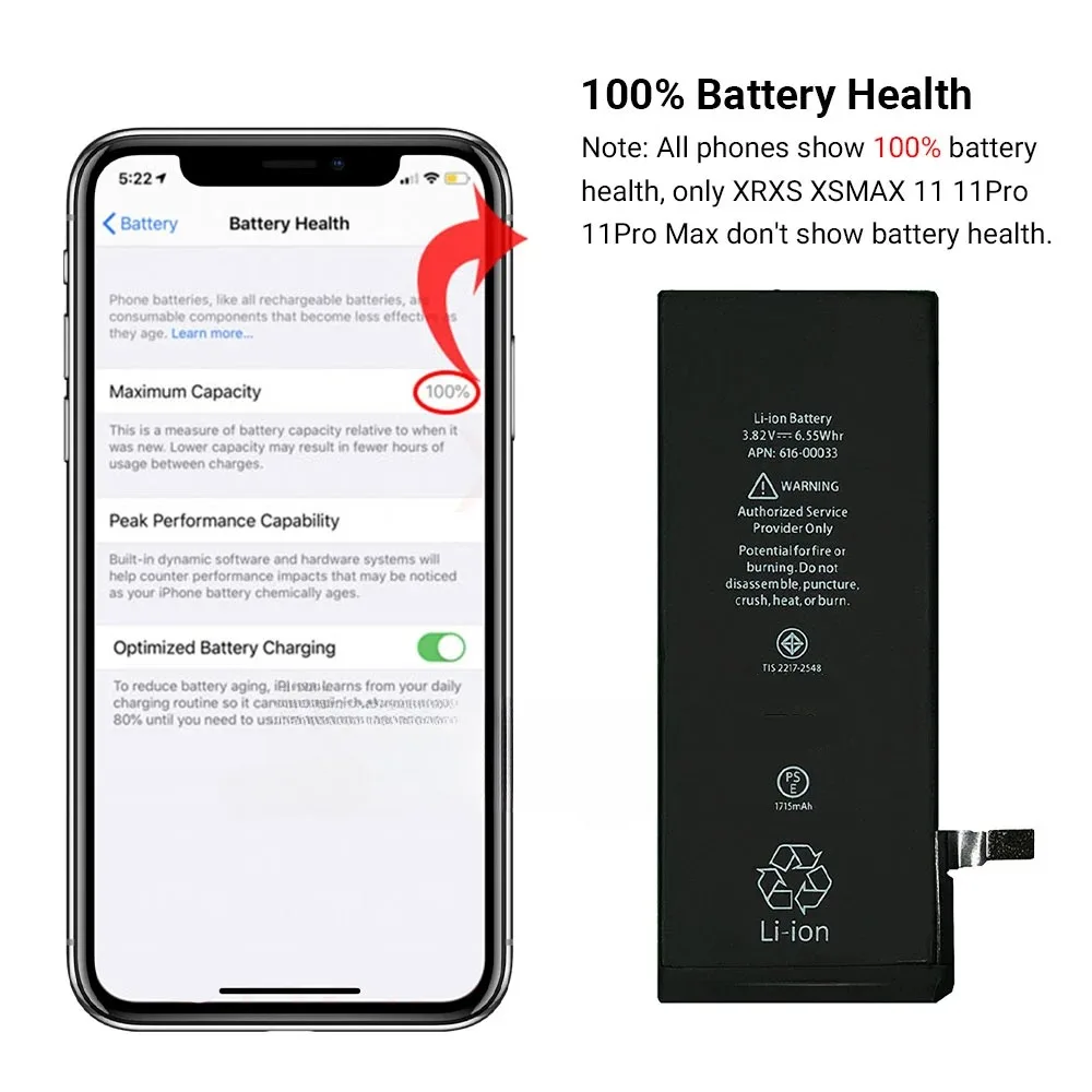 Nueva batería de teléfono para iPhone SE 2 4 5S 6 6s 6p 6sp 7 7p 8 Plus xr xs Max 11 12 13 Pro batería para Apple con herramientas