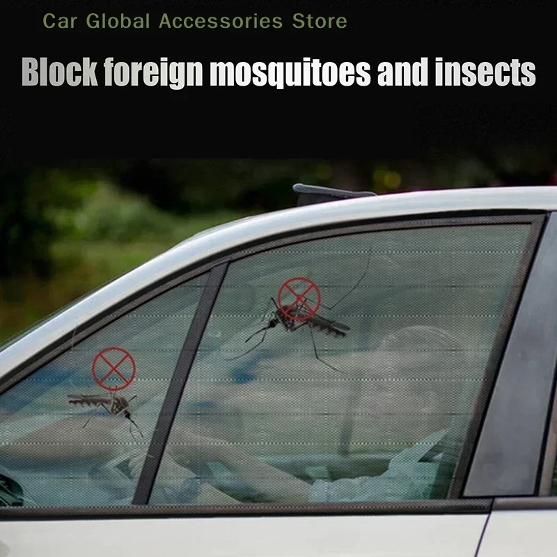 車の後部窓用日よけ,UV保護メッシュ,蚊防止,日光,プライバシー保護,折りたたみ式カーテン,2個
