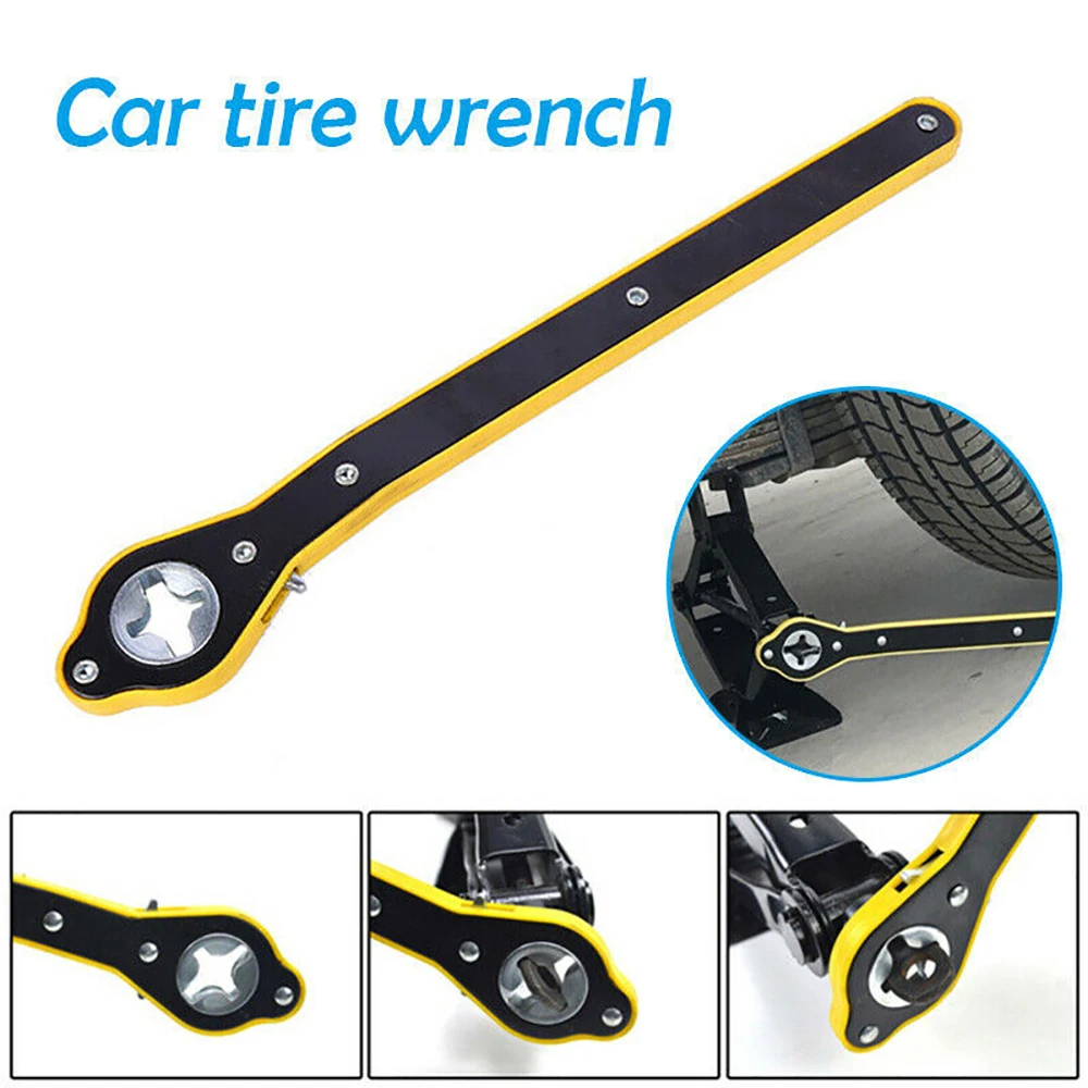 Llave de trinquete para ahorro de trabajo, llave de extracción de gato de neumático, llave cruzada para ahorro de trabajo, brazo basculante
