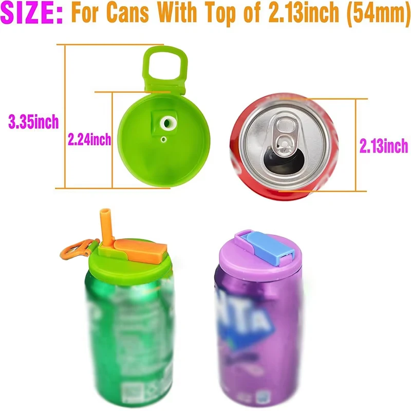 Portable Soda Can Lid Silicone Straw Soda Can Lid Reusable Suitable For Canned Beverages Beer Juice 1pcs With 2 straws
