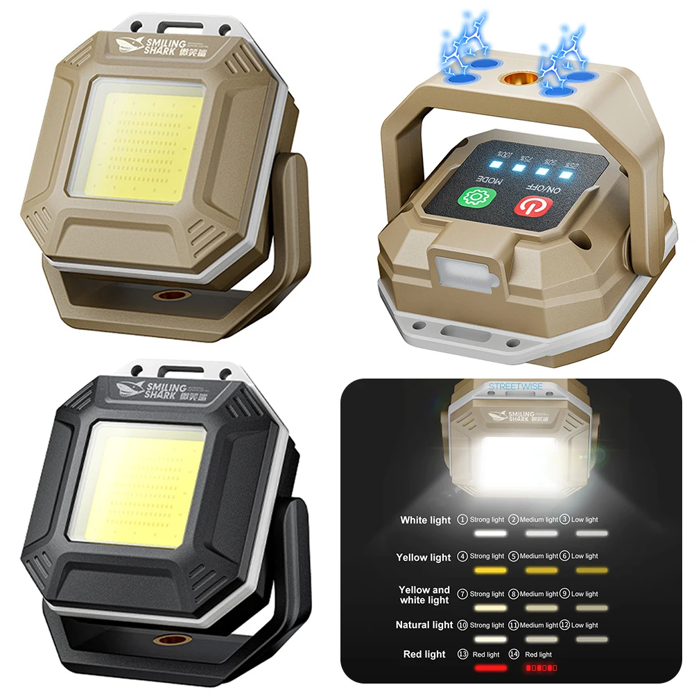 Impermeável LED Trabalho Luz com Base Magnética, Lâmpada de Inspeção, Luz de Emergência Recarregável, Reparação Automóvel, Oficina de Emergência, COB