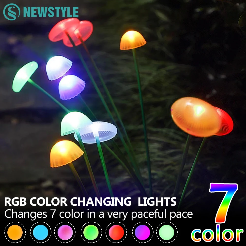 1/2/3/4PCS LED Solar Outdoor Quallen Schwankende Lichter Wasserdicht Garten RGB Pilz Rasen Lampe für Terrasse Hof Garten Dekoration