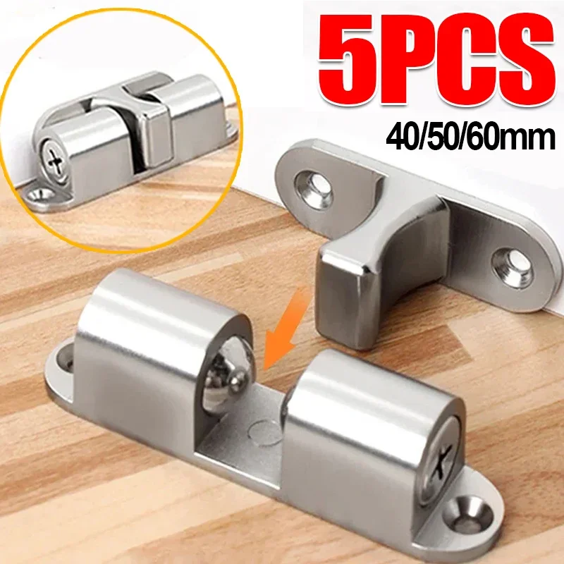 Pestillo de bola para puerta de muebles, pestillos de bola de resorte de doble rodillo de latón, pestillo de tensión ajustable para puerta de armario, 5/1 Uds.