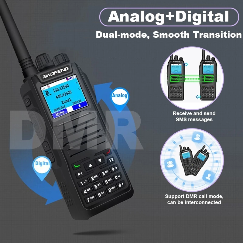 Baofeng DMR DM 1701 Digital Walkie Talkie Dual Mode Analog Two Way วิทยุเปิด GD77 Dual Time Slot ชั้น 1 + 2 Ham วิทยุยาว