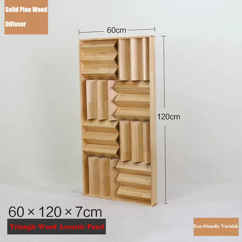 Dreieckiges schallabsorbierendes Panel, akustisches Wandpaneel aus Holz, große Größe, 120 x 60 x 7 cm, für Heimkino/Studio-Schalldiffusion