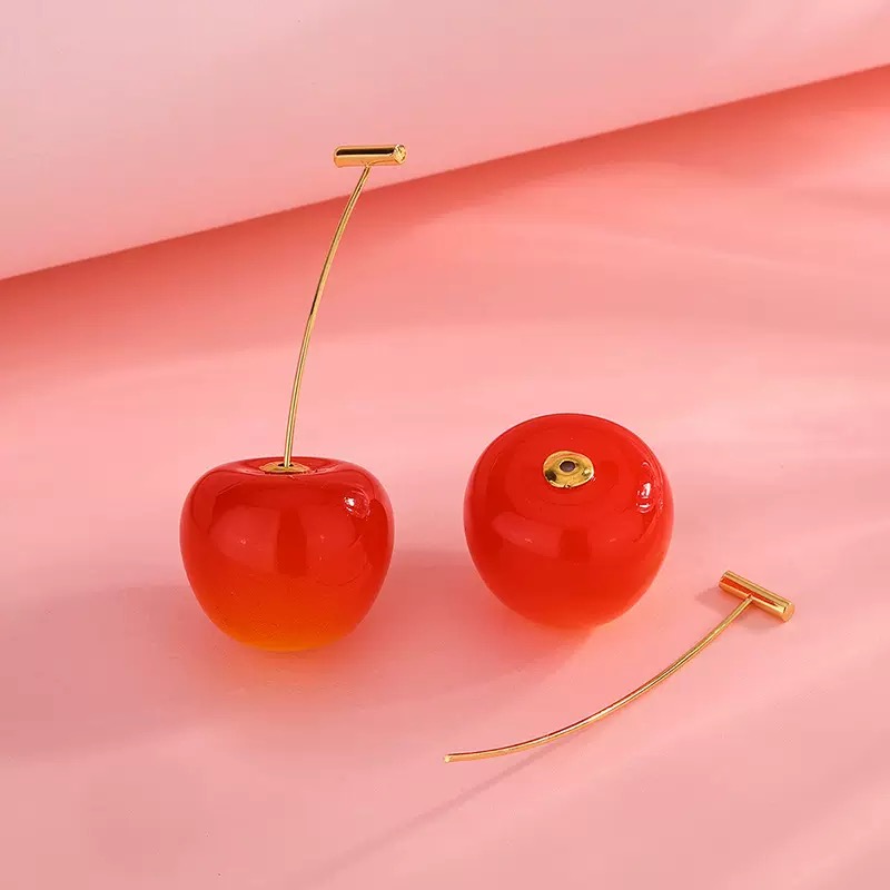 Brincos de cereja doce para mulheres – adoráveis pregos de prata 925 – presente perfeito para meninas