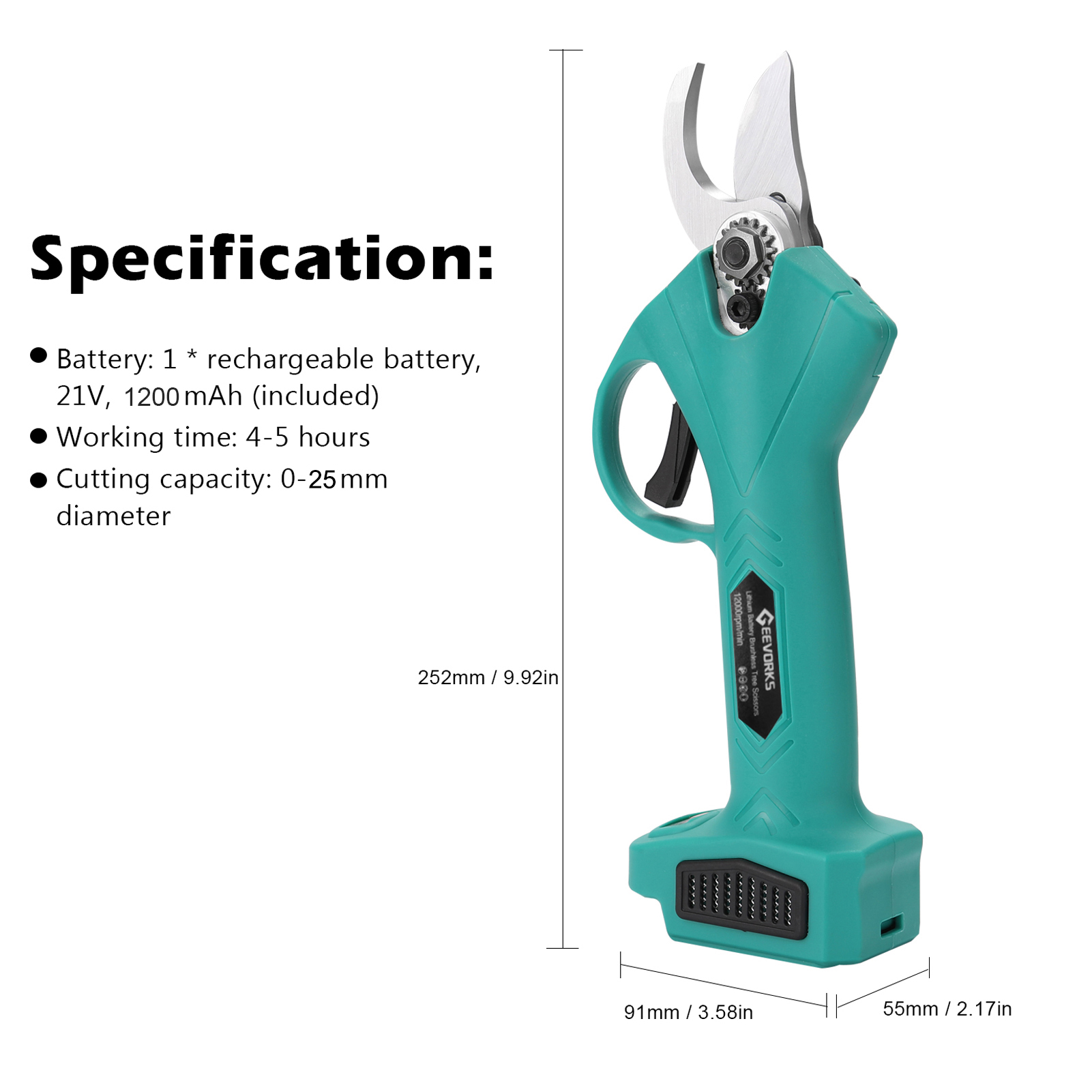 21V Cordless Potatore Elettrico Potatura Cesoie Efficiente Albero da Frutto Bonsai Potatura Rami Taglierina Paesaggistica Strumento