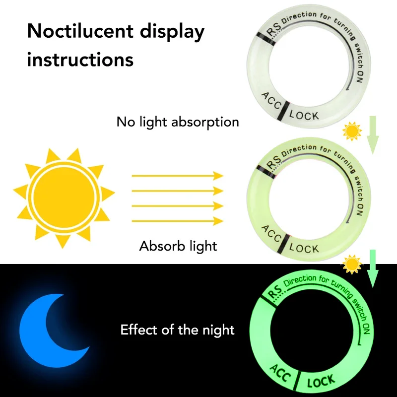 Noite luminosa carro chaveiro de ignição adesivos auto motocicleta 3d decalques decoração chave círculo fluorescente