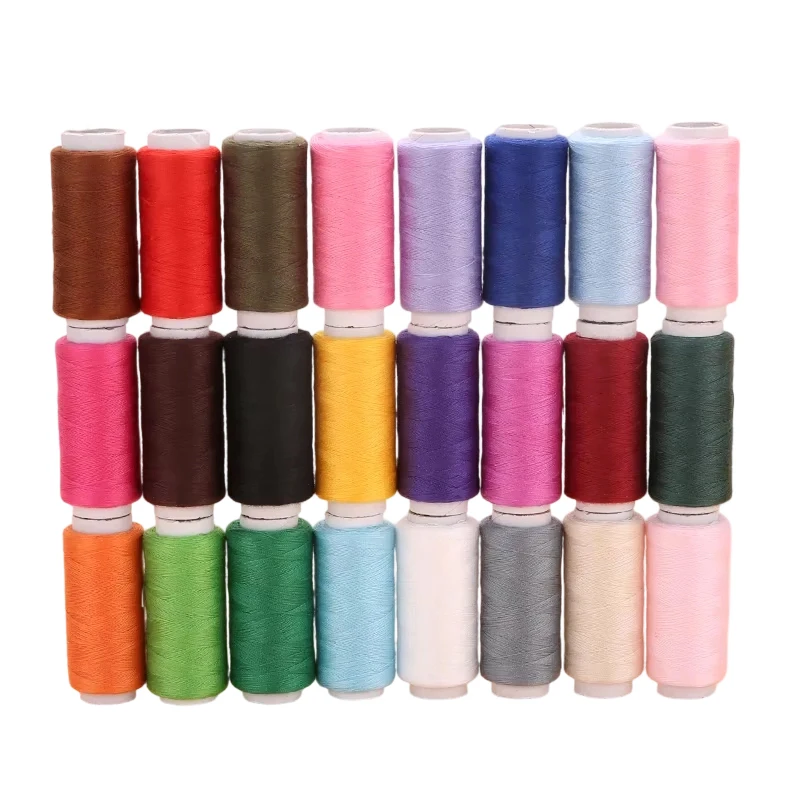 Fils à coudre à broder en Polyester, 10/24 couleurs, Patch artisanal de couture à la main, fournitures de couture au volant