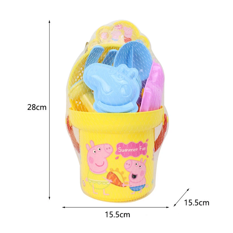 Peppa Pig Beach Playset เด็กเล่น House Emulation ถังพลั่วตะแกรงรดน้ํากระป๋องจําลองของเล่นเล่นทรายเครื่องมือของขวัญ
