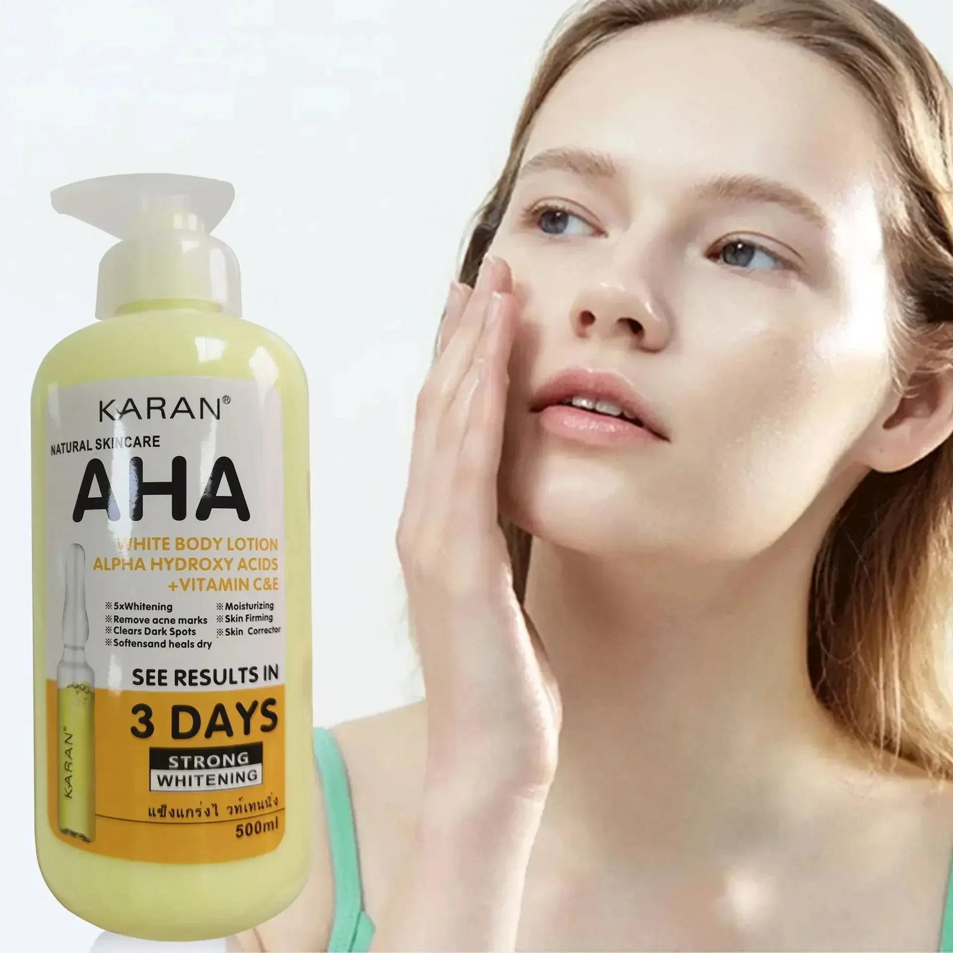 500ml clareamento creme corporal ácidos hidroxicos vitamina c & e hidratante clareamento loção corporal cuidados com a pele remover marcas de acne