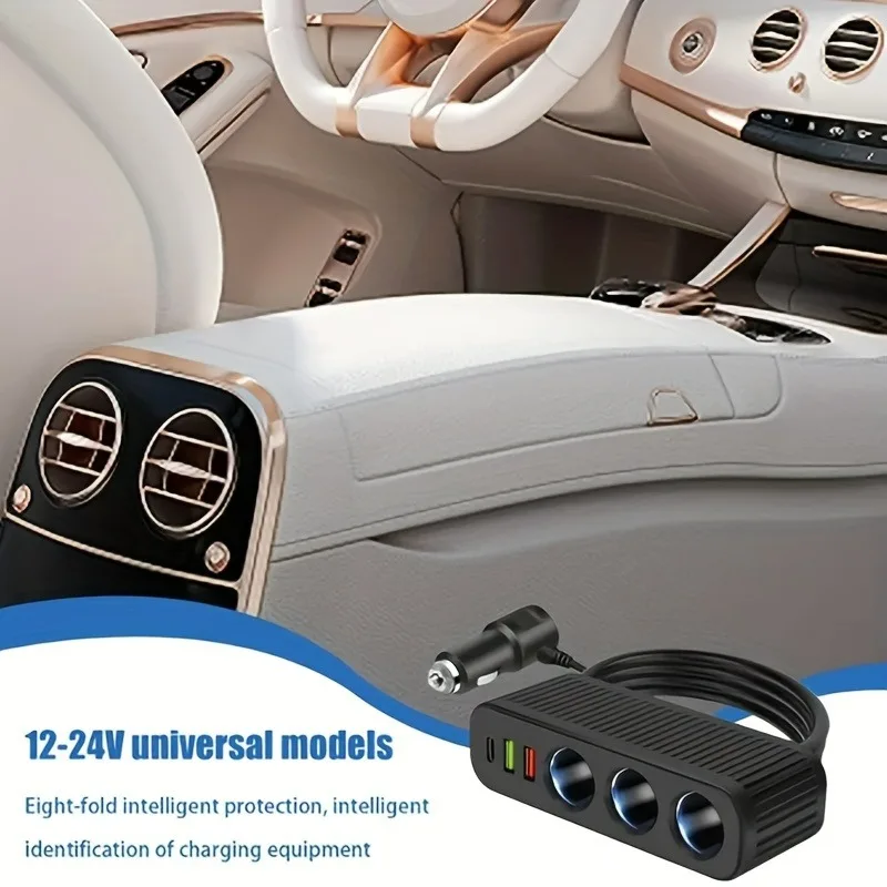 120W Auto Zigarette Leichter USB Ladegerät PD Schnell Ladung Power Adapter Eins-zu-vier Multifunktionale Buchse für Handy Ladegerät