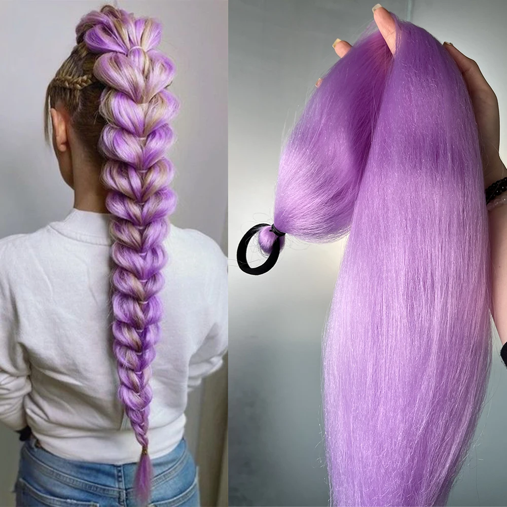 Coleta sintética de 2 piezas para mujer, extensiones de cabello con lazo elástico, coleta trenzada colorida, accesorios para el cabello