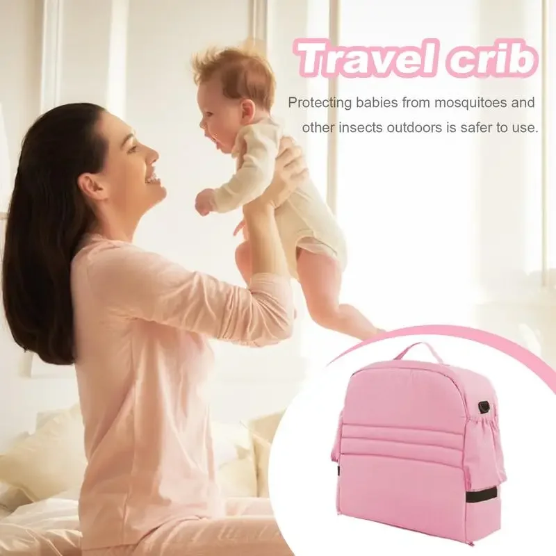 Toddler Portable Travel Bed Sleeping Crib with Net Waterproof Fabric Toddler Cradle Cot for Visiting Family Campings Outings