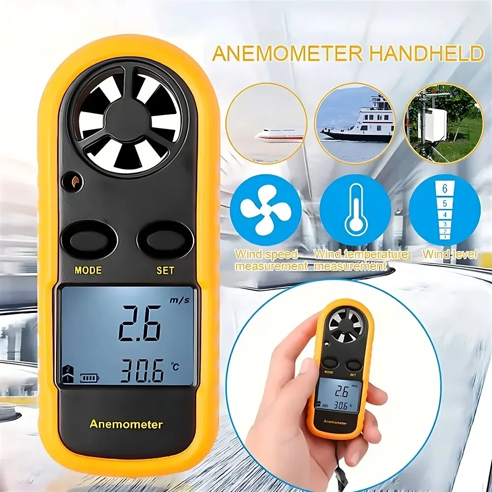 Digitale Anemometer-Taschen-Smart-Anemometer-Luftwind geschwindigkeit skala misst Wind geschwindigkeit und Temperatur genau