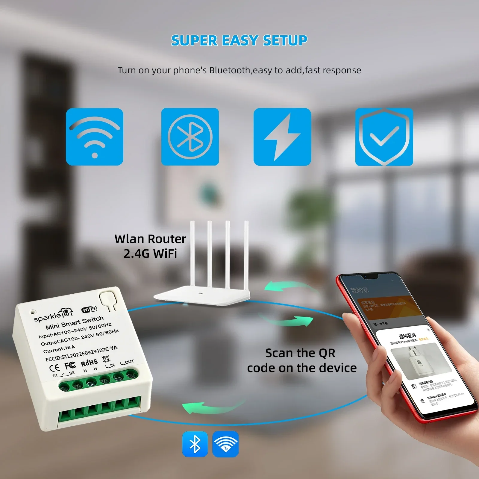Matter 16A WiFi mini interruptor inteligente desconexión de paso salidas de Control Dual funciona con Apple HomeKit Alexa Google
