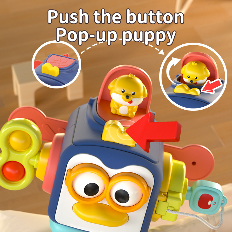 Cube d'activité Montessori pour bébé, jouet mignon PenEcolHand attraper une balle, enfants, exercice de motricité fine, coordination œil-main