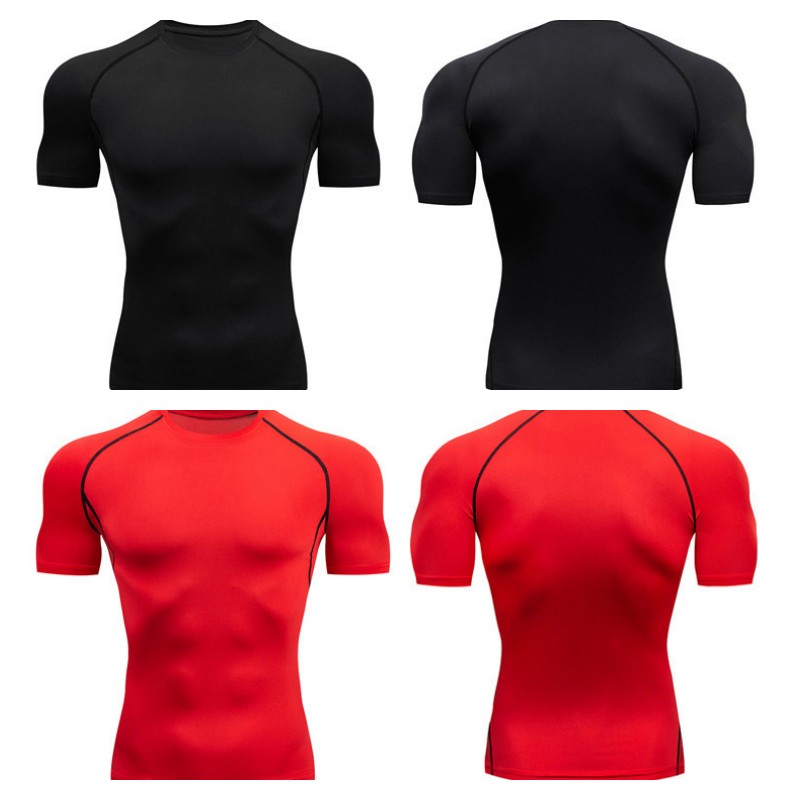 Men Compression Running T Shirt Fitness Tight Short Sleeve Tshirt Training Jogging Shirts Gym Sportswear Quick Dry Rashgard
