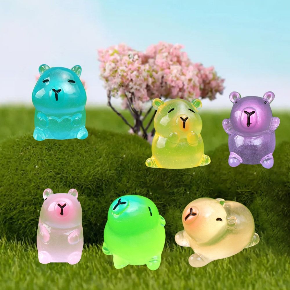 Resin Cartoon Capybara Statue Gift DIY Doll House Miniature Capybara Figurines Animals Model Dollhouse Decoration