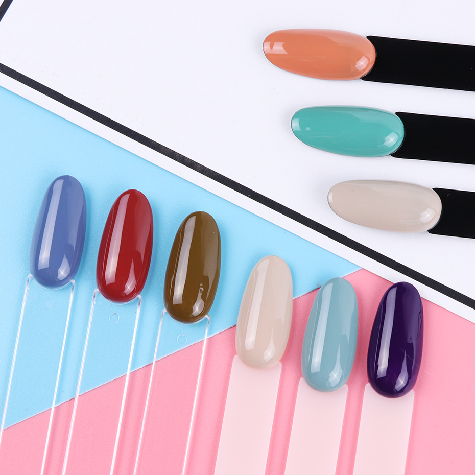 50 pçs dicas de exibição de unhas falsas claro natureza cor gráfico oval ventilador estilo uv gel polonês amostra mostra paleta prática manicure ferramentas