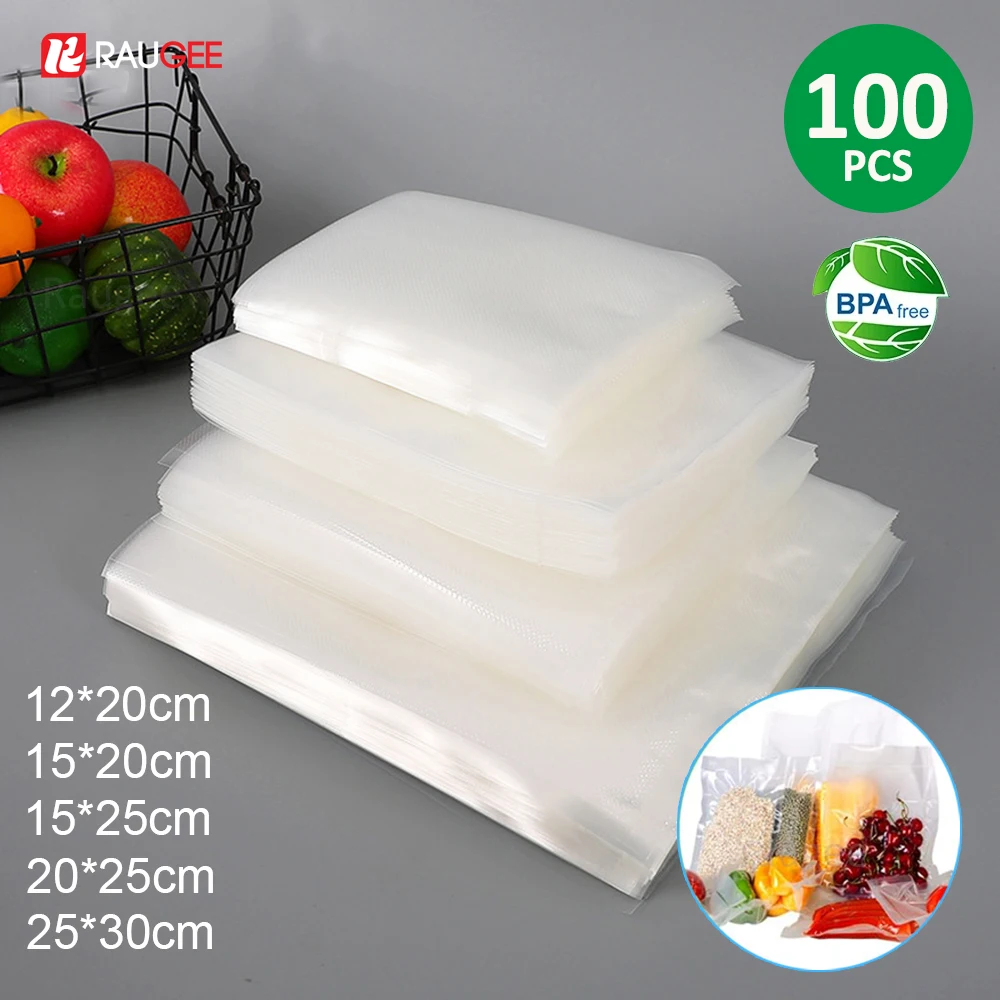 ถุงเก็บอาหารสูญญากาศกระเป๋าใส่ของสูญญากาศสำหรับอาหาร100ชิ้นถุงเก็บอาหาร5ขนาดถุงสูญญากาศเก็บอาหารสดกระเป๋าใส่ของสุญญากาศ